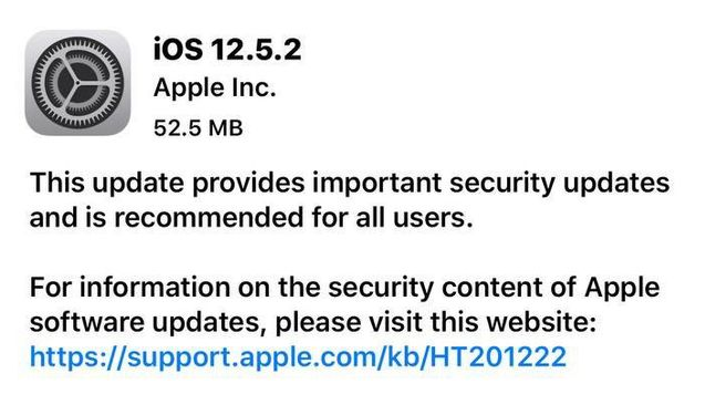 德州苹果手机维修分享iOS12.5.2发布，建议所有老苹果用户安装 